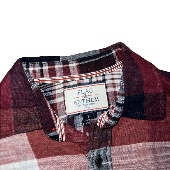 Flag & Anthem Plaid Red/Black Long Sleeve Button Up Shirt Men’s Size Small - Picture 3 of 3